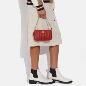 Coach Nolita 19 With Chain With Linear Quilting Wallat Wristlet Red C8302